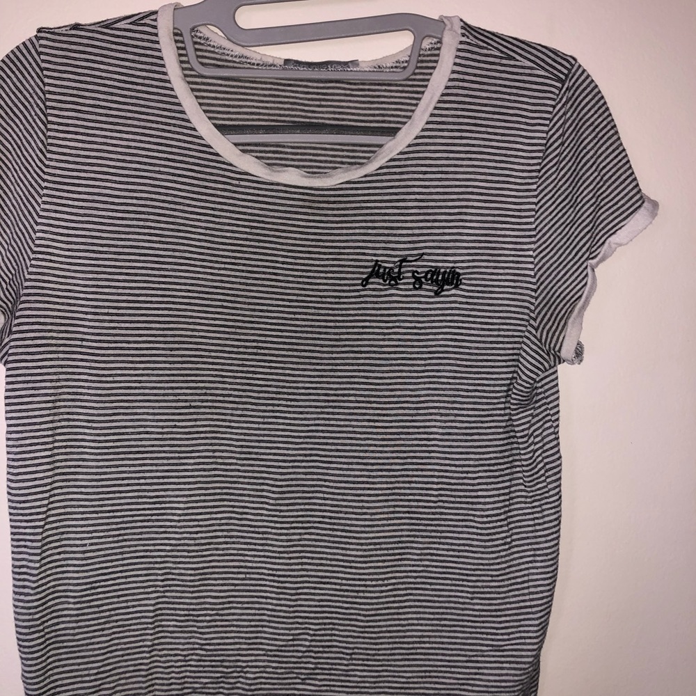 “Just sayin” striped crop top size medium